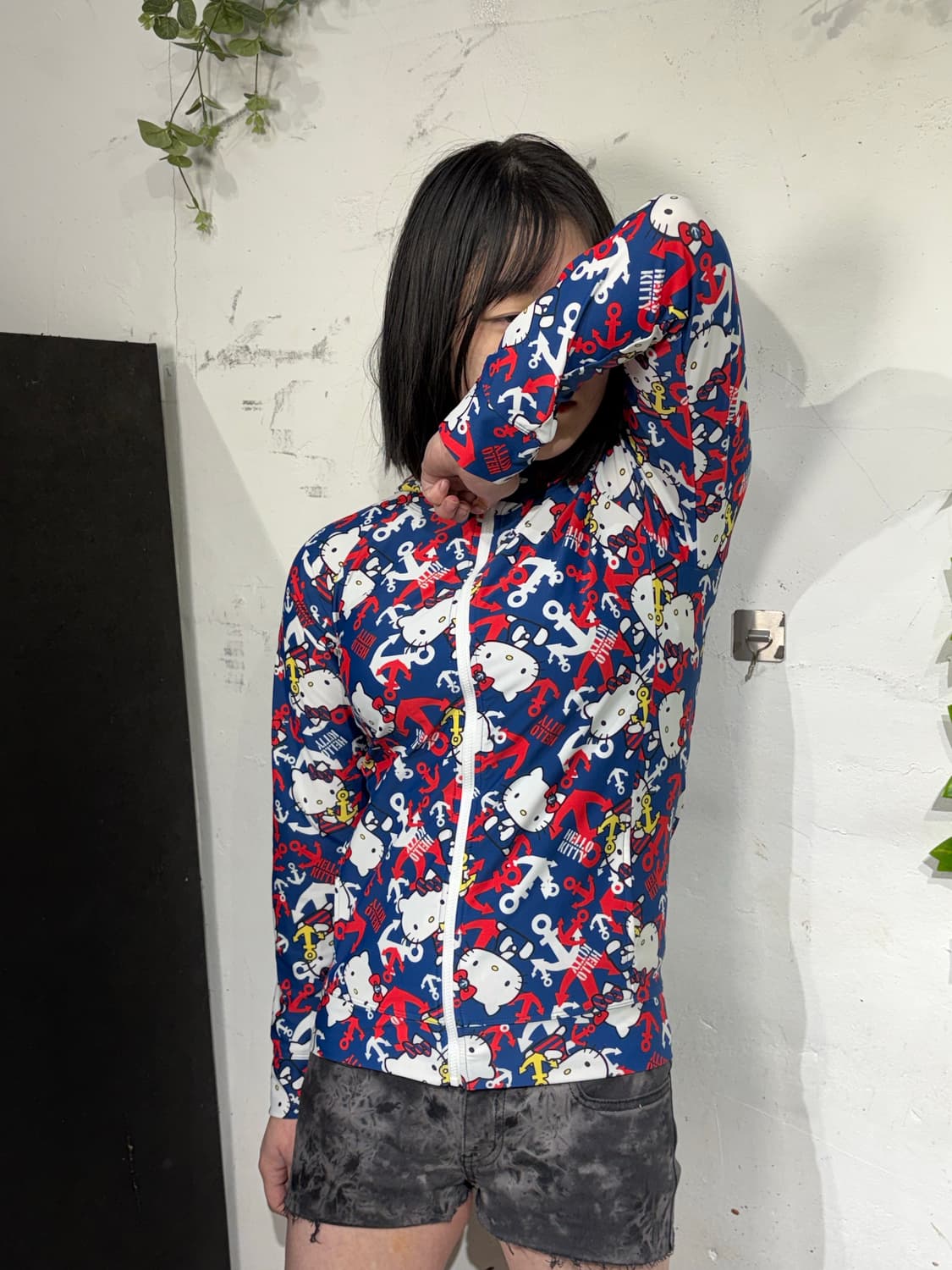 헬로키티 패턴 캐릭터 져지 후드 집업 S-M 상품이미지1