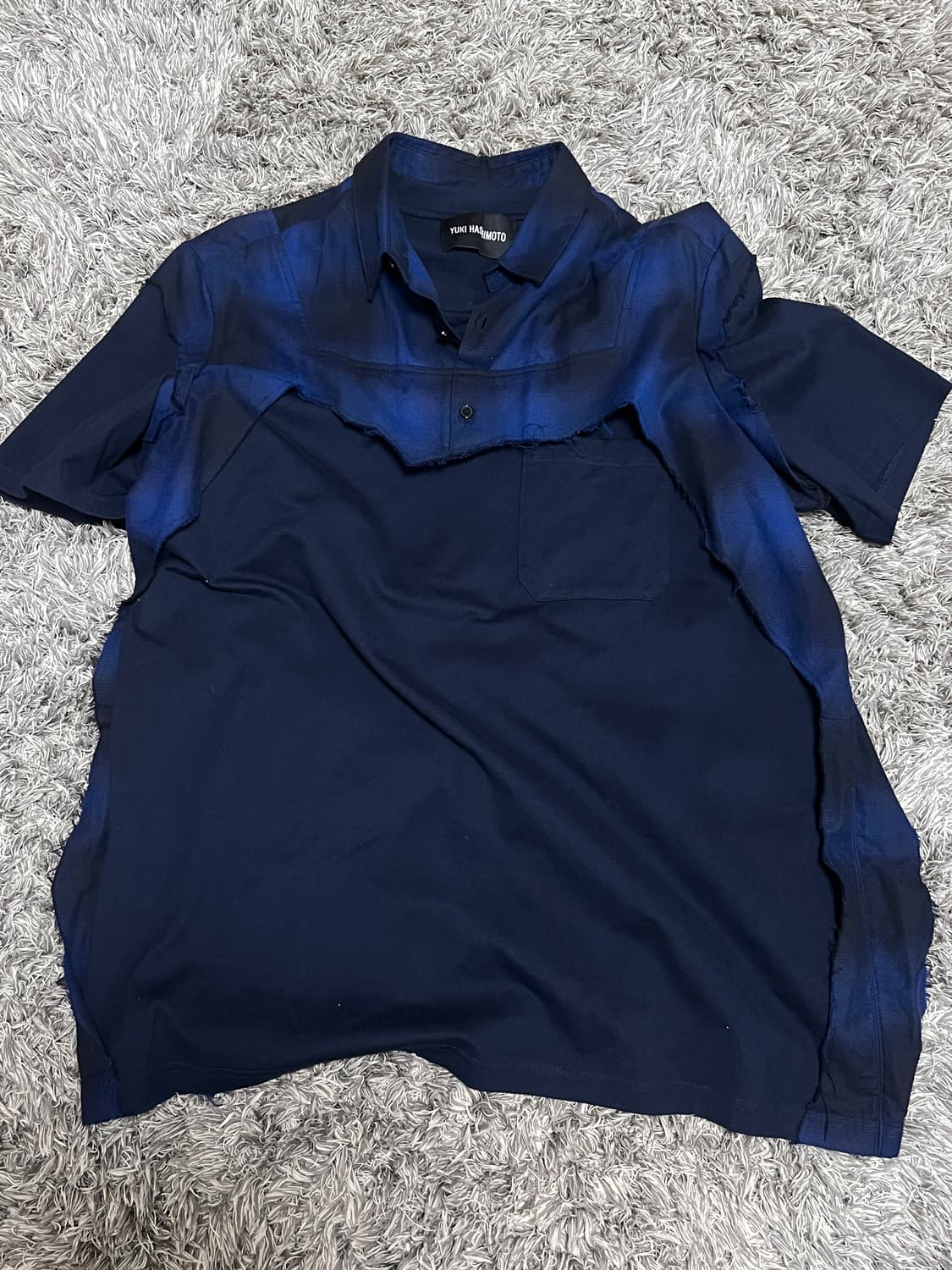 Yuki Hashimoto 체크 패턴 레이어드 반팔 상품이미지1