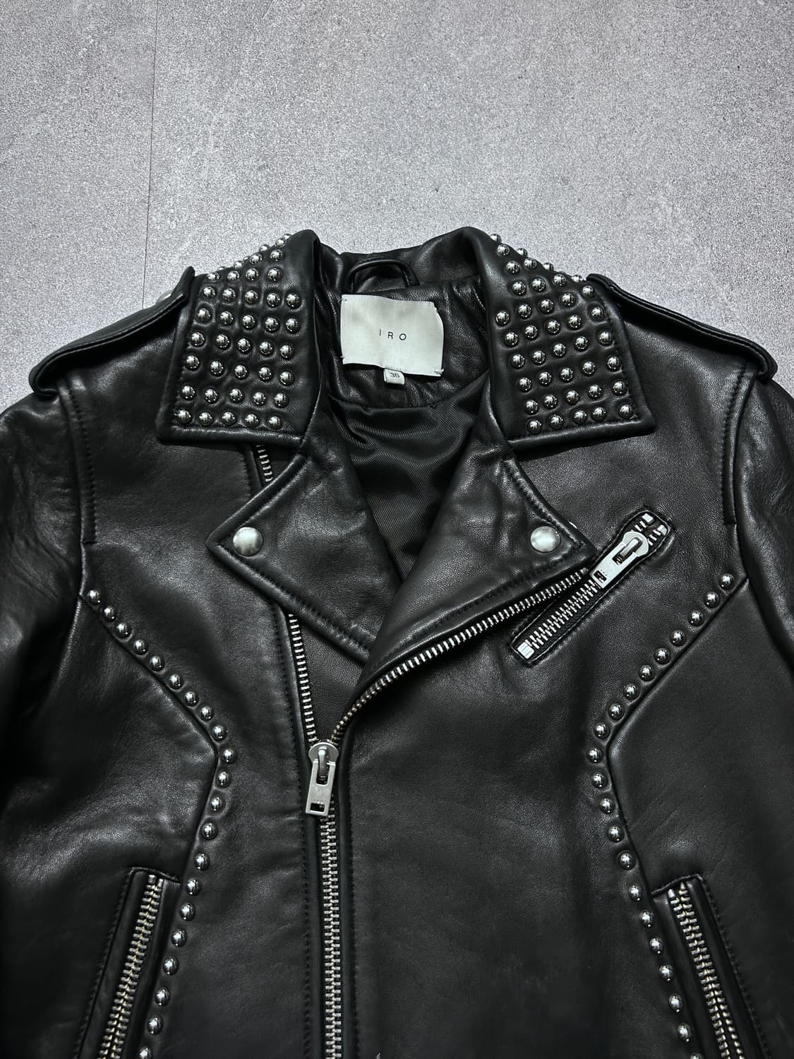 Iro 이로 볼 스터드 램스킨 자켓 상품이미지6