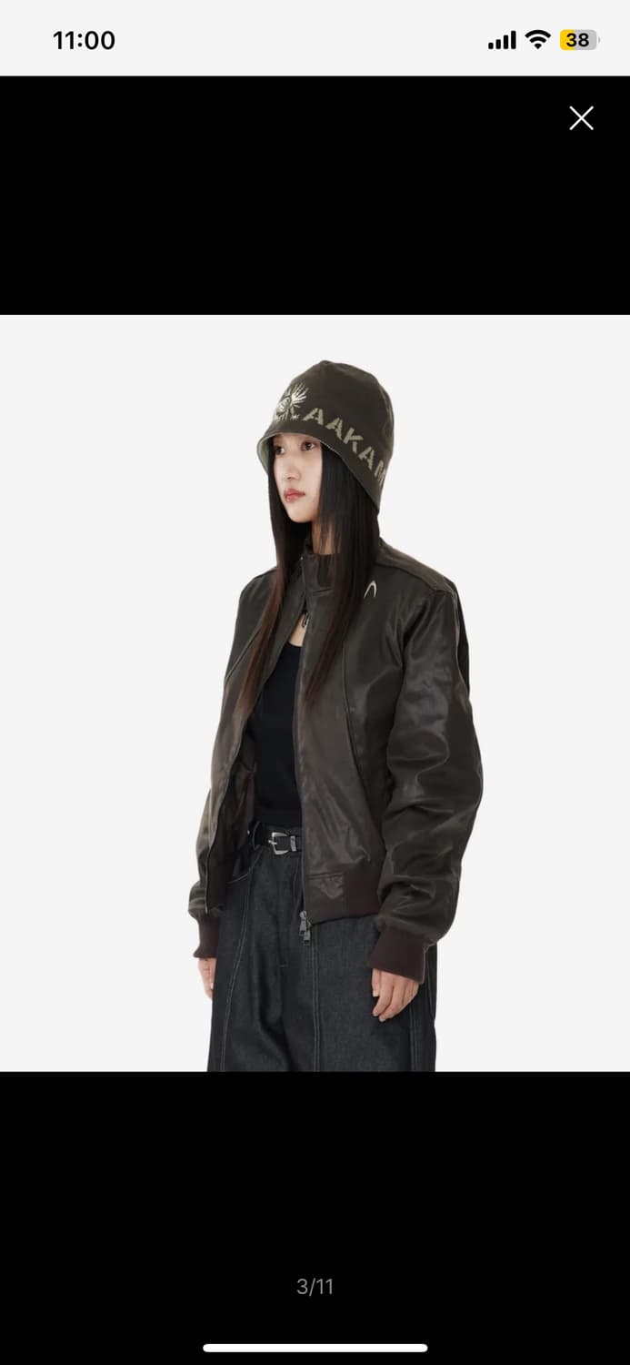 아캄 Piping Leather Blouson (Brown) 상품이미지2