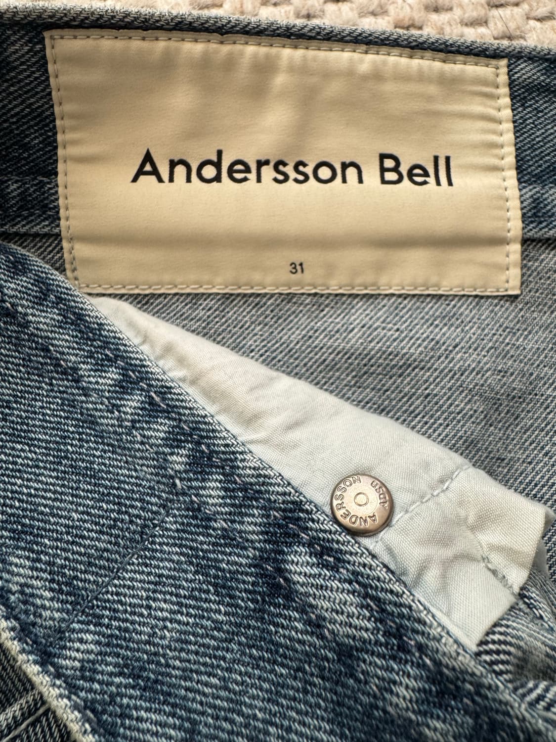 앤더슨벨 워시드 블루 지퍼 와이드 레그 진 상품이미지2