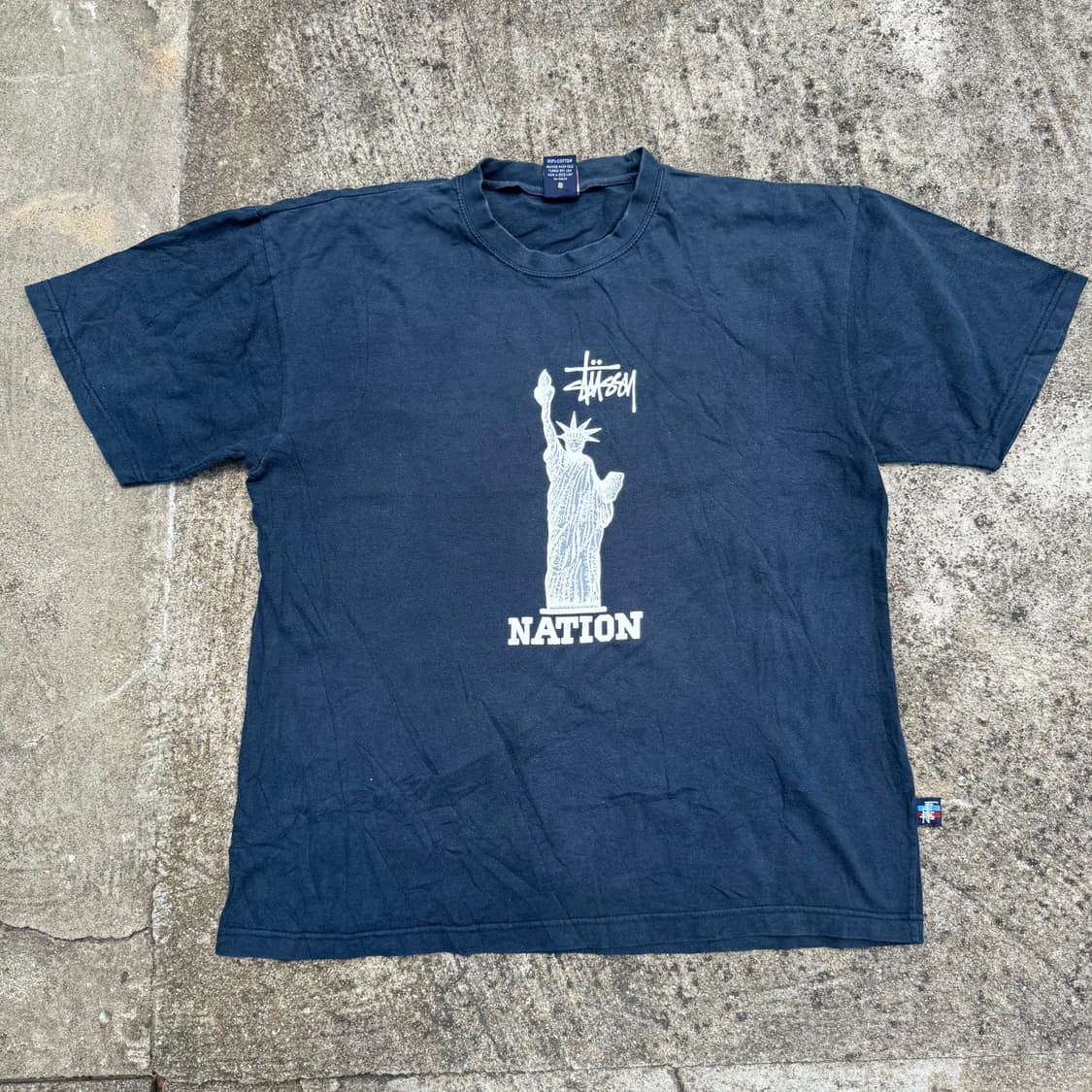 [L] 90s Stussy 스투시 스컬헤드 자유의 여신상 반팔 상품이미지1