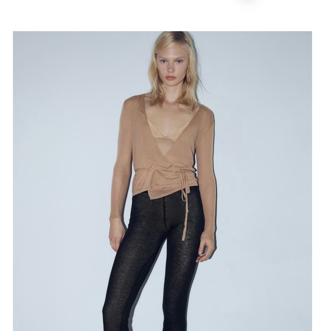 자라 리본 울 재킷 랩 가디건 그레이 s 상품이미지3