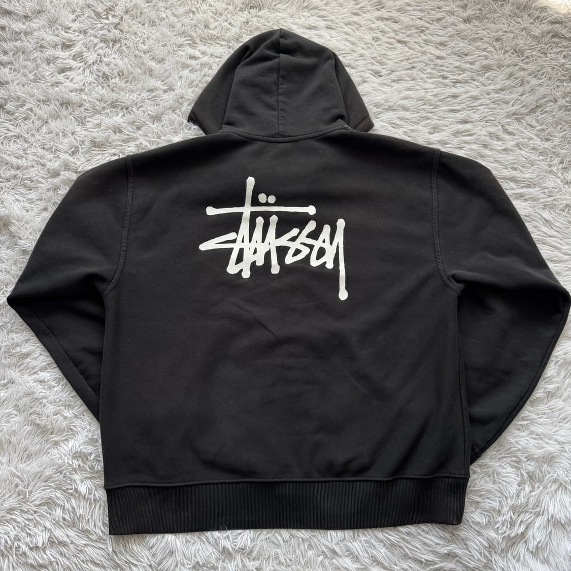 STUSSY 일본빈티지 후드집업 스투시 베이직 블랙 xxl 110 115 상품이미지3
