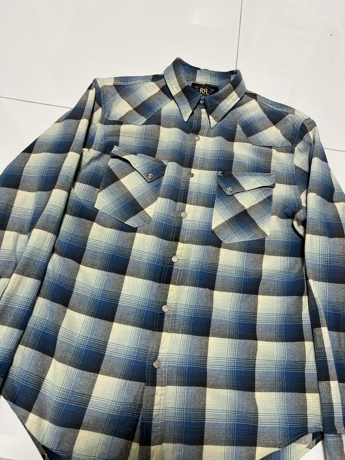 택포24) RRL 더블알엘 플래드 트윌 체크 웨스턴셔츠 M 상품이미지2