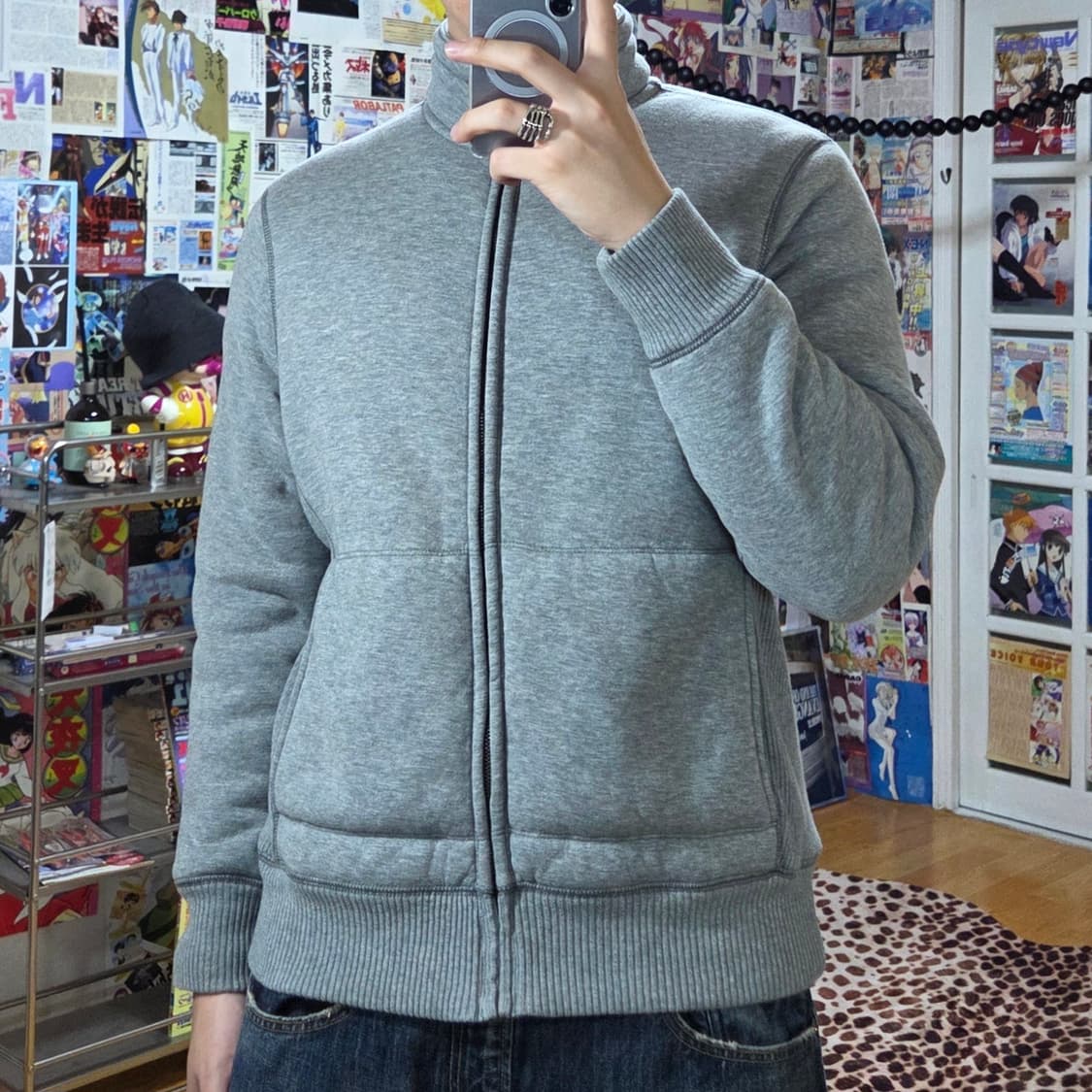 갭 그레이 사이드 골지 기모 코튼 집업 상품이미지1