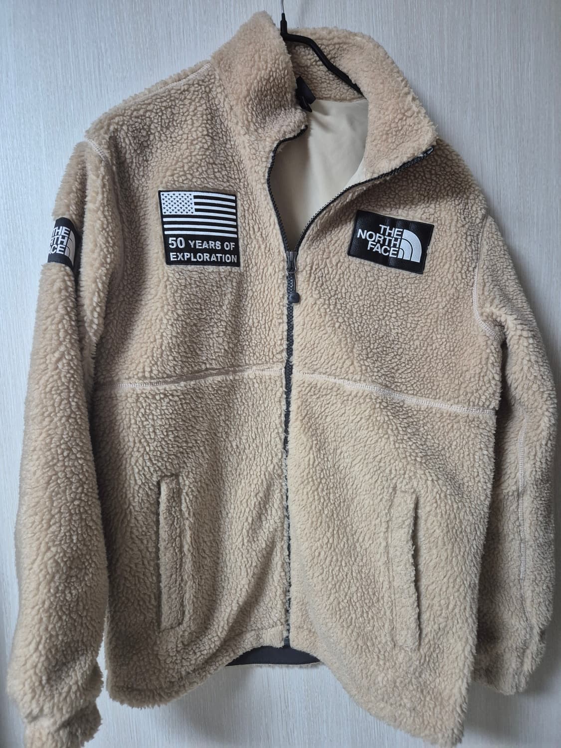 노스페이스 베이지컬러 쉐르파 플리스 집업S 여성 상품이미지1