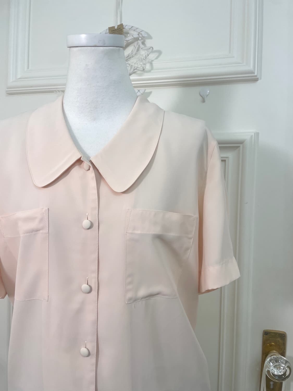 coral collar pleats sleeve half blouse 상품이미지7
