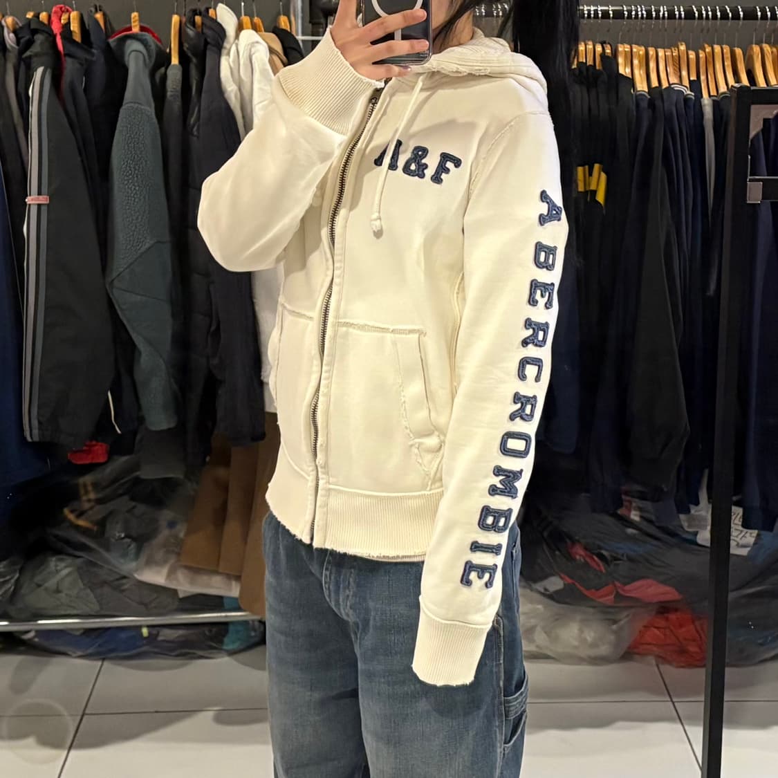 아베크롬비 화이트 후드집업 상품이미지1