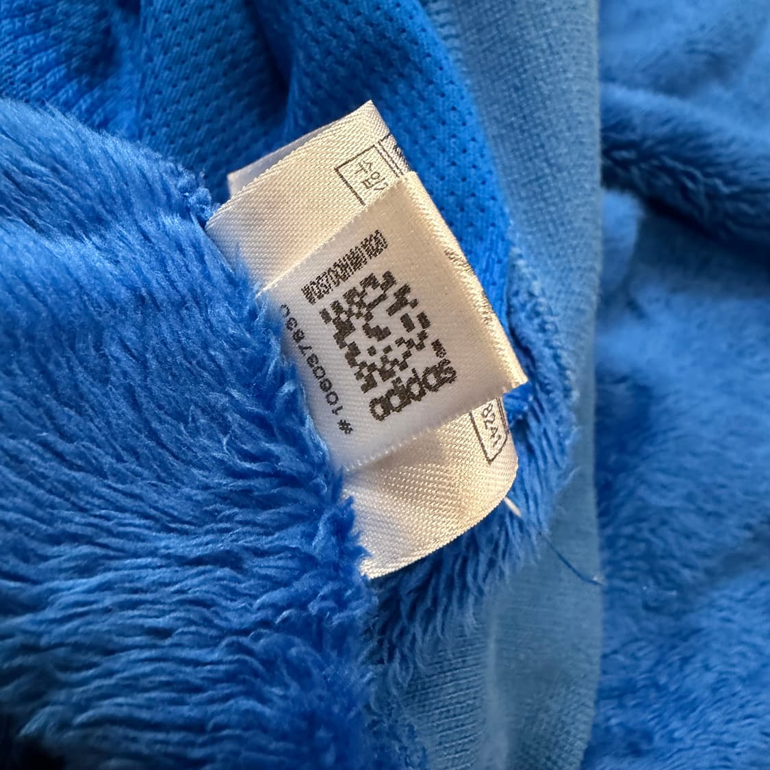 아디다스 빅로고 파이어버드 블루 쉐르파 후드자켓 상품이미지6