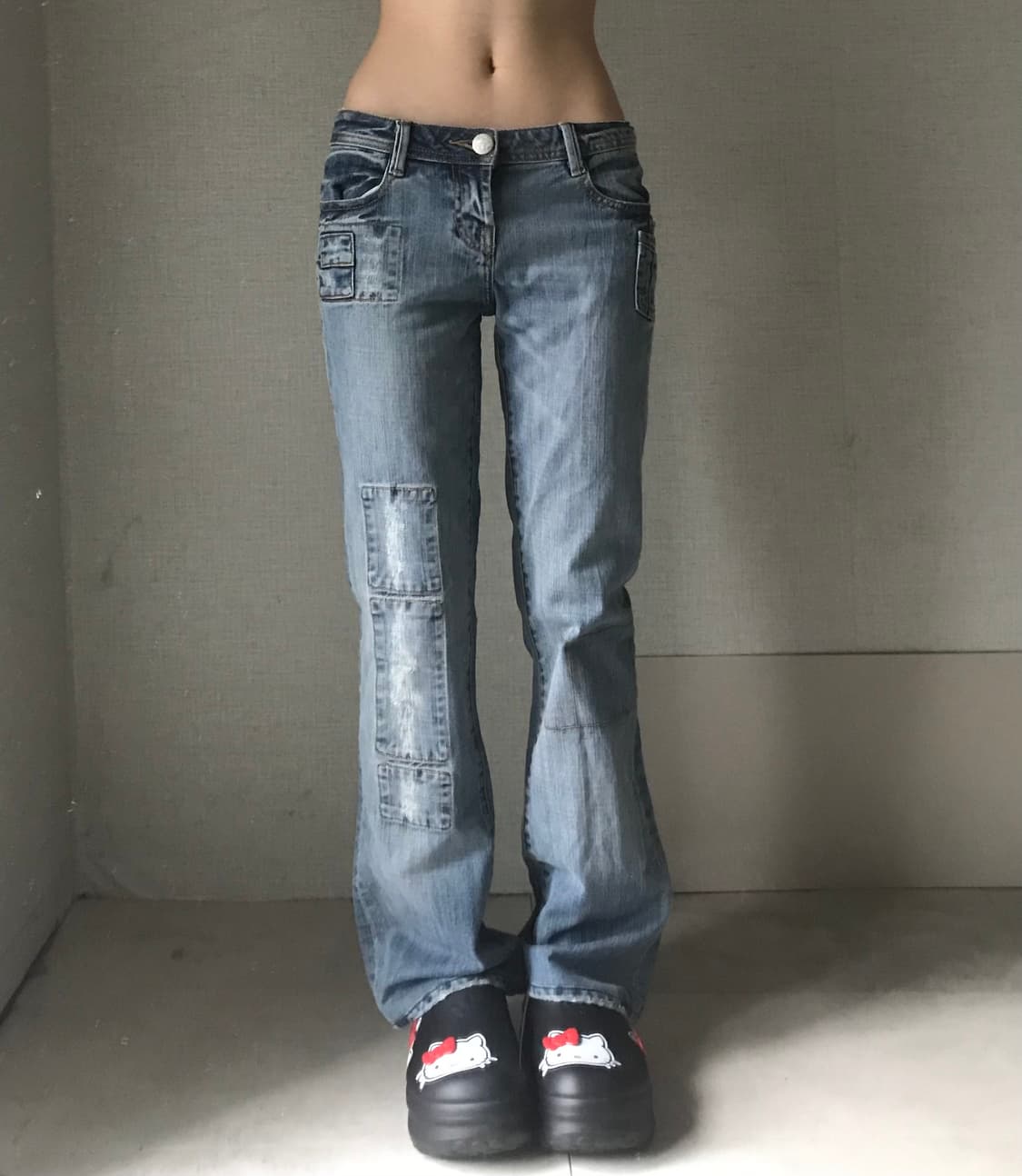 빈티지 패치워크디테일 부츠컷 데님팬츠 상품이미지1