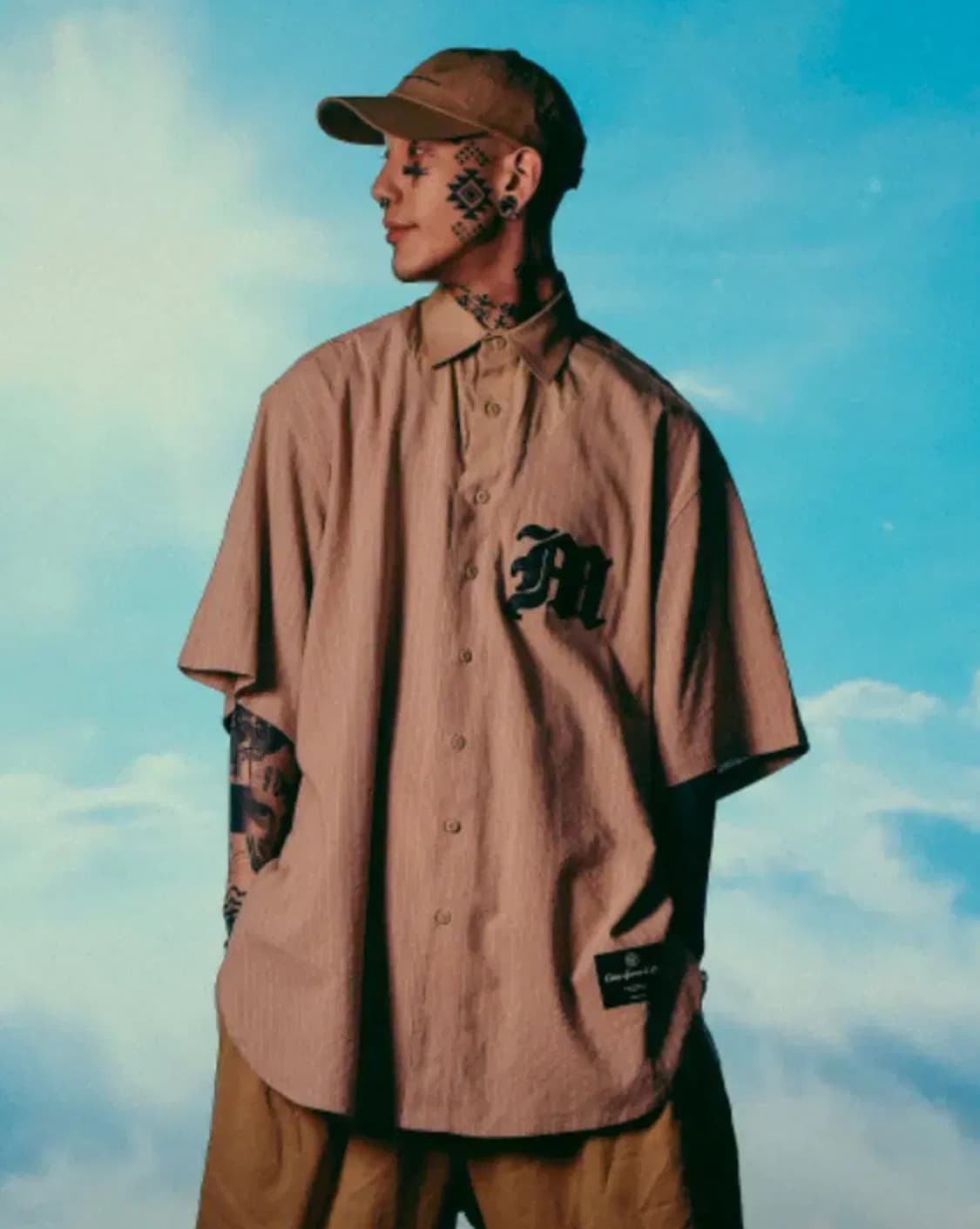 씨오엠이 카멜 베이지 베이스볼 셔츠 L 상품이미지1