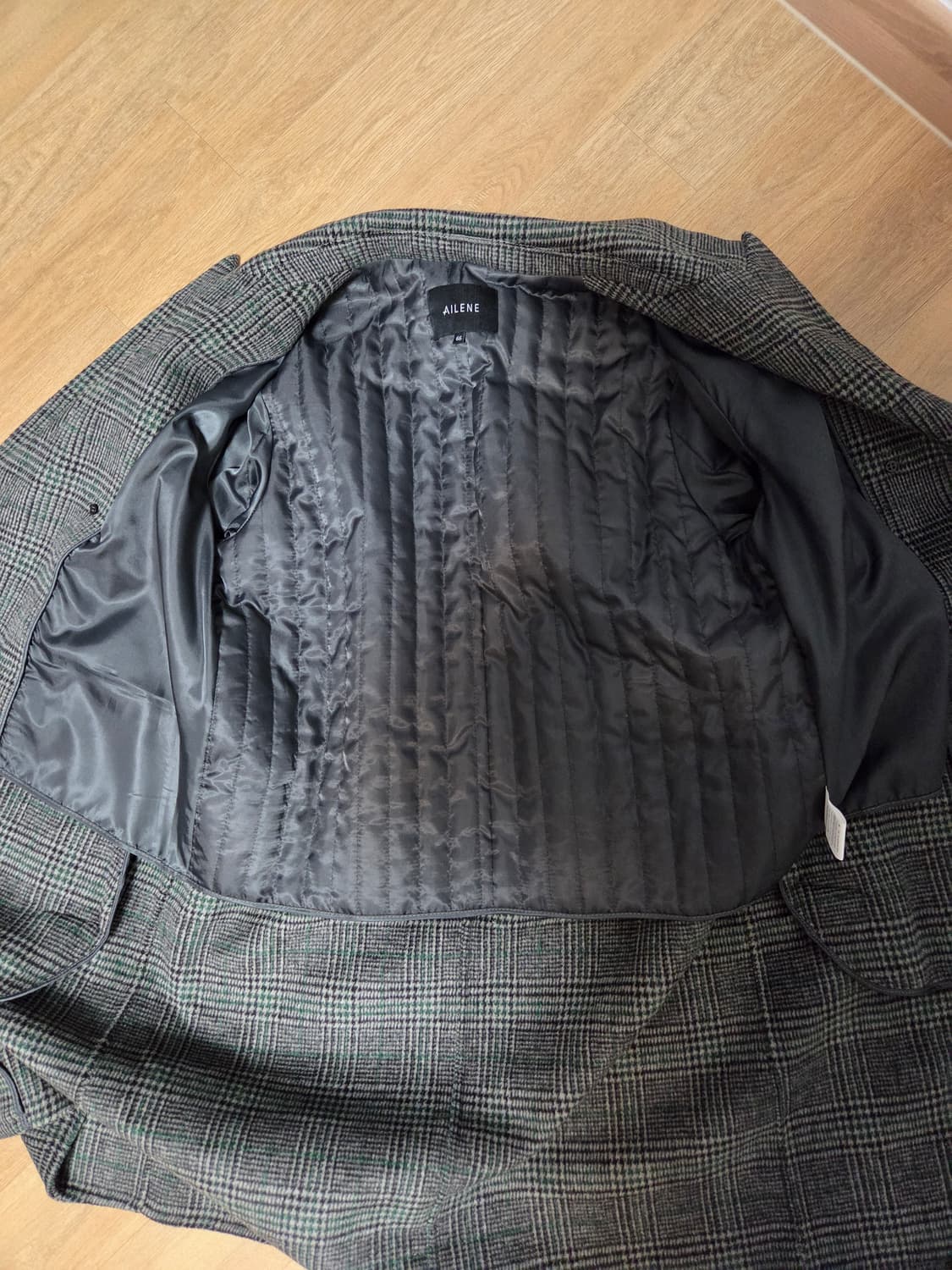 AILENE 모던 시크 그린체크 코트 상품이미지2