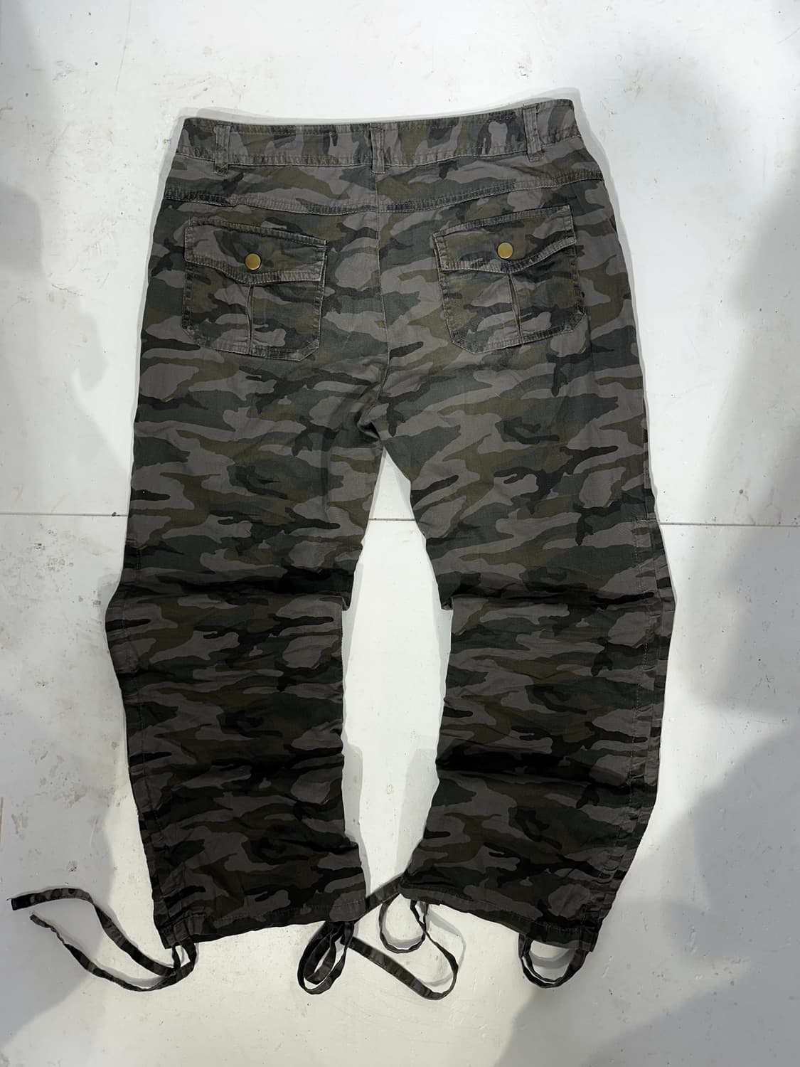 빈티지 카키 카모 와이드 카고 팬츠 상품이미지5