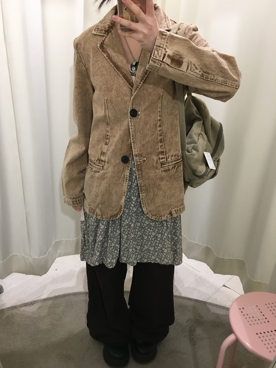 브라운 워싱 버튼 자켓 상품이미지5