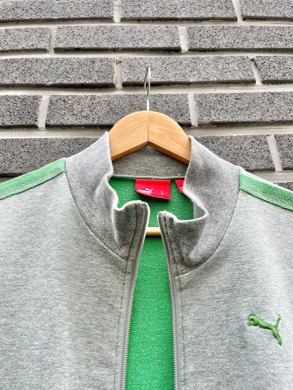 00s Puma 퓨마 그린 로고 코튼 트랙 자켓 상품이미지6