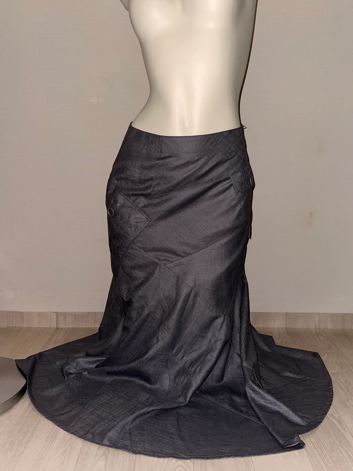 빈티지 포켓 롱 맥시 차콜 스커트 상품이미지5