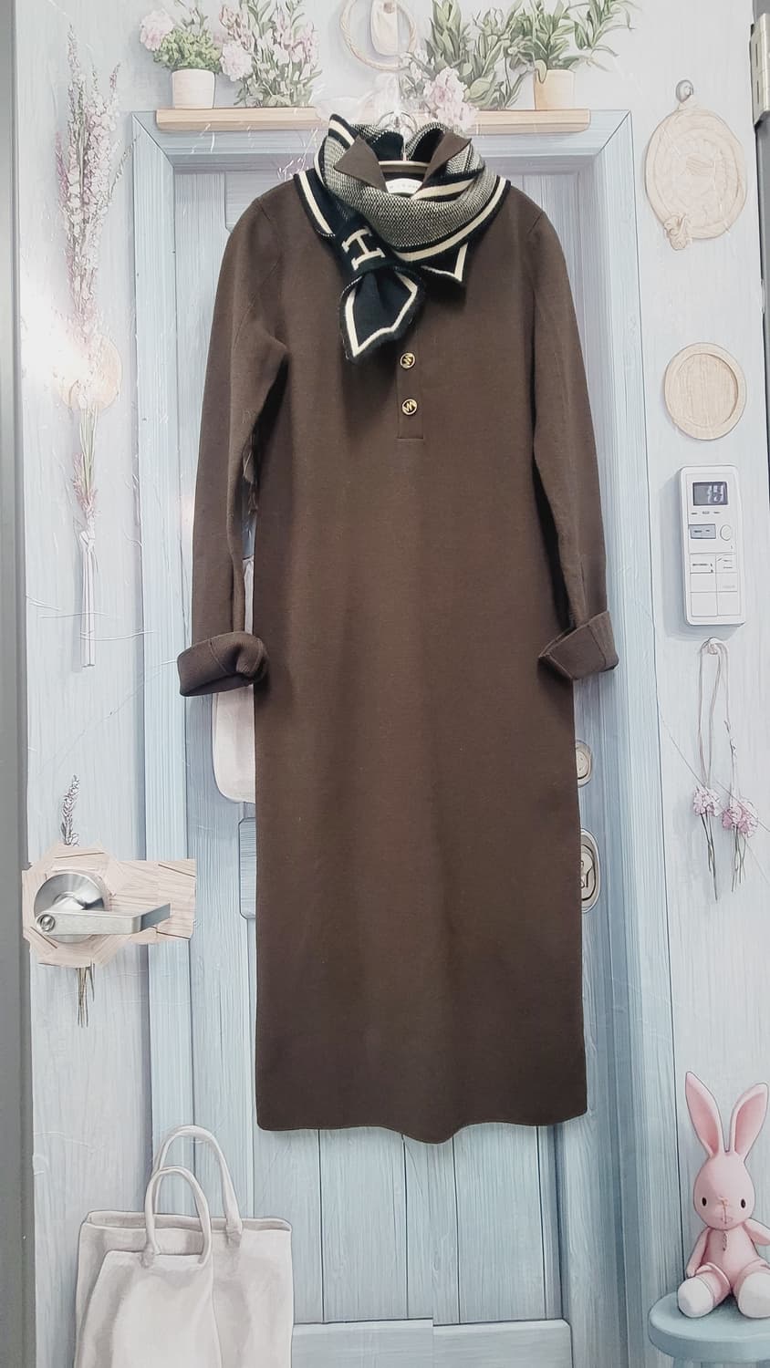 미샤 브라운 니트  원피스 상품이미지1