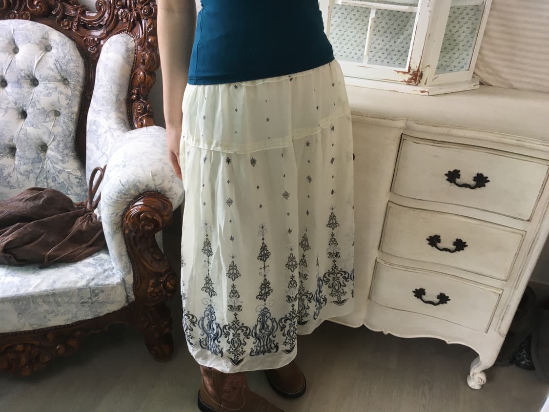 vintage ivory antique long skirt 상품이미지1