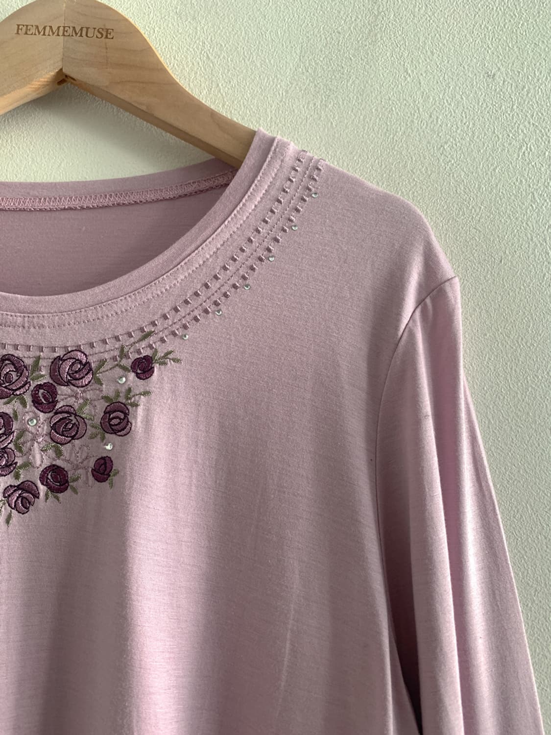 (Vintage)Flower Embroidery Pinky Tee 상품이미지3