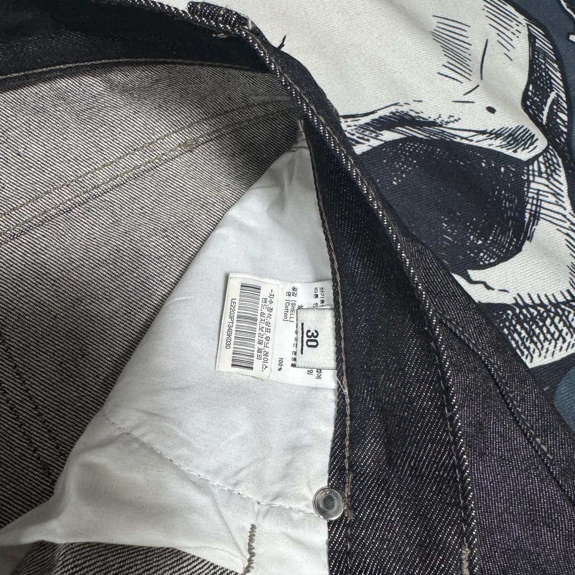 Lee 흑청 생지데님 와이드핏 30사이즈  상품이미지6