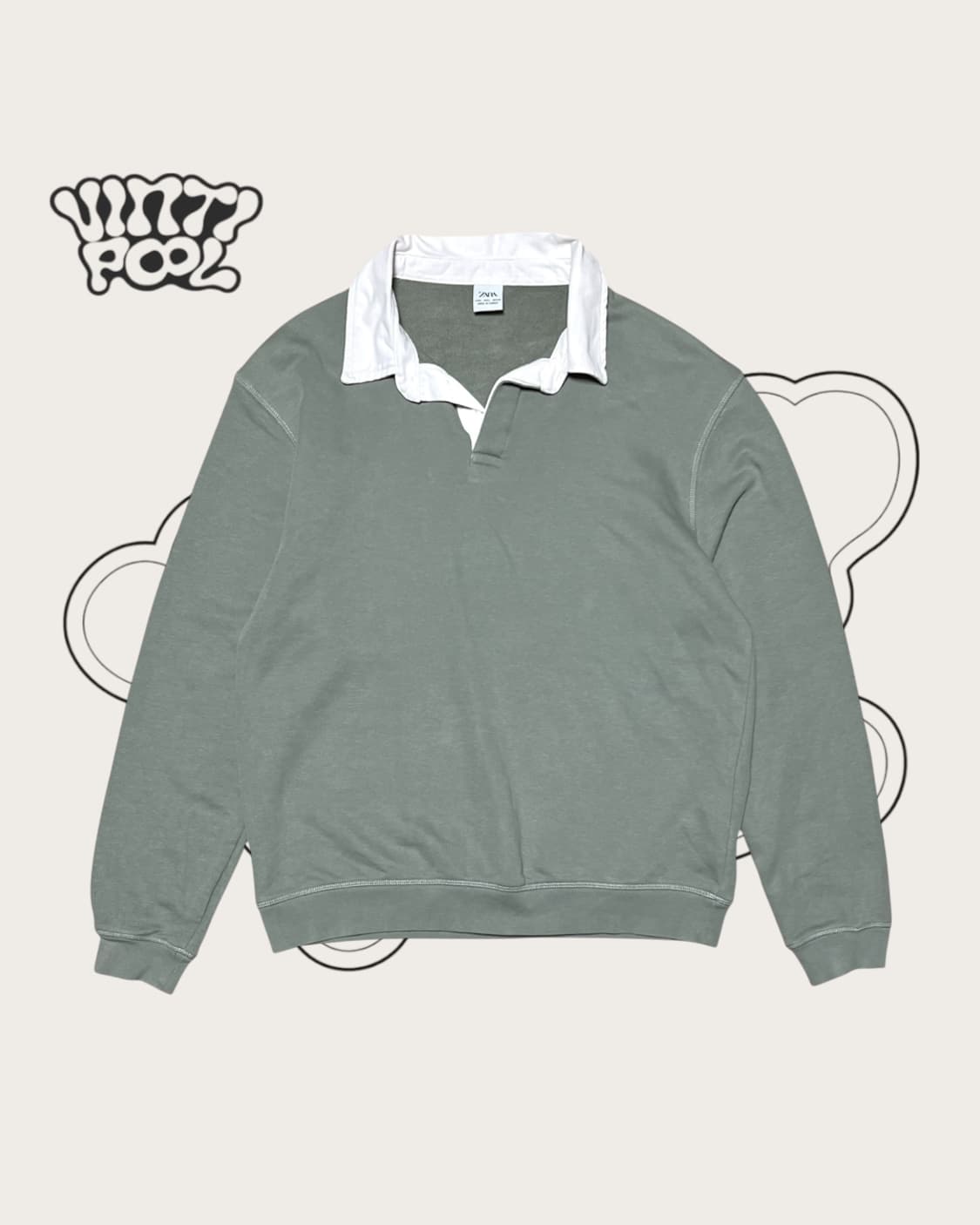 자라 맨 카라맨투맨 티 L 카키그레이 ZARA 상품이미지1