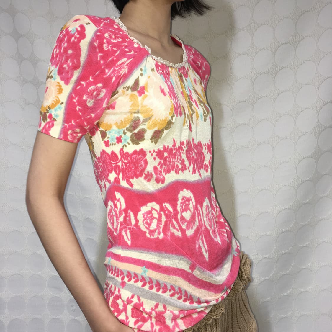 blumarine 레이스 플라워 니트 반팔 상품이미지1