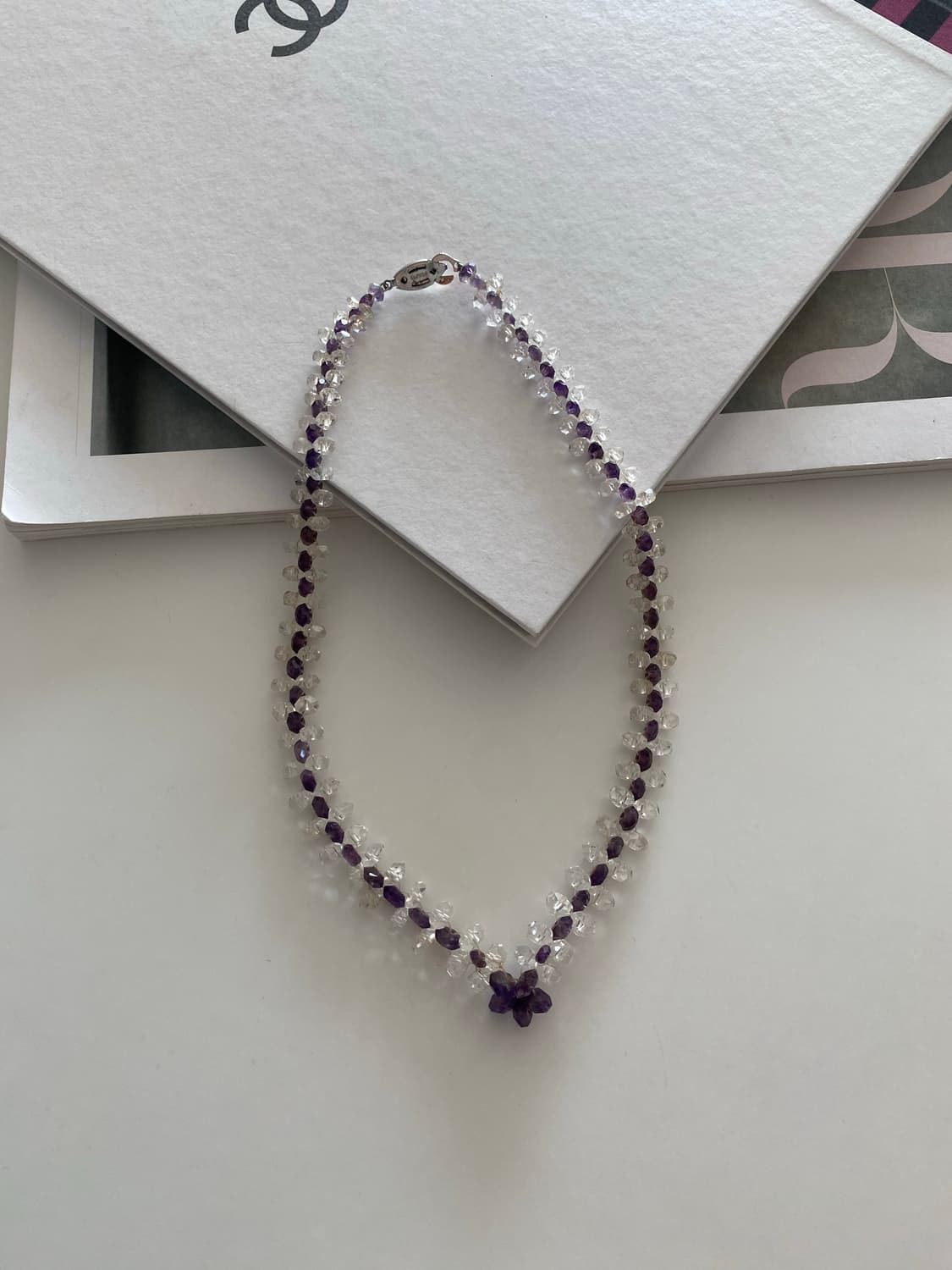 빈티지 퍼플 크리스탈 비즈 목걸이 상품이미지5