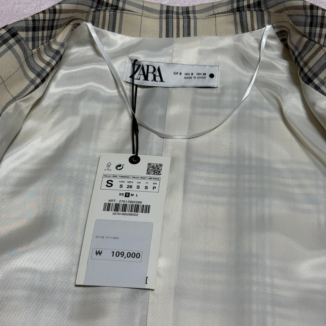 자라 체크 크롭 자켓 상품이미지4