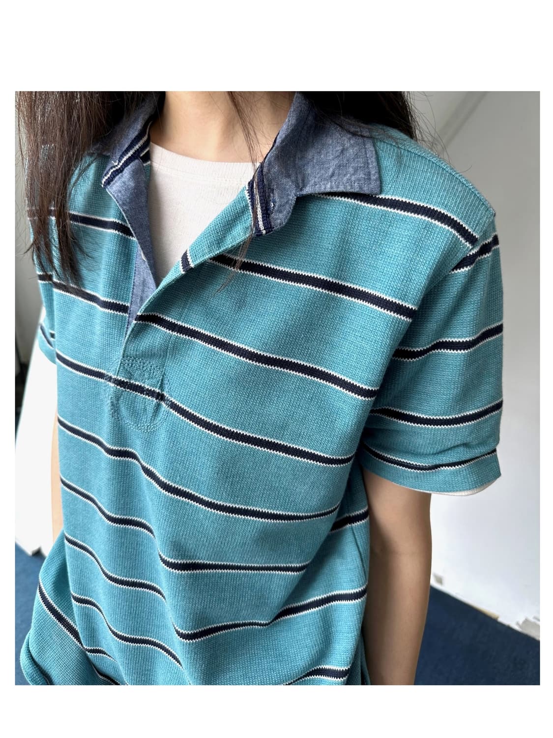 Cotton stripe pique shirt 상품이미지6