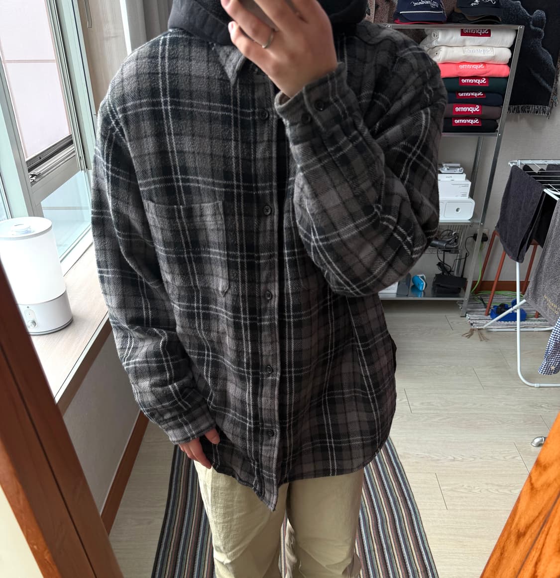 슈프림 타탄 플란넬 후드 셔츠 상품이미지1