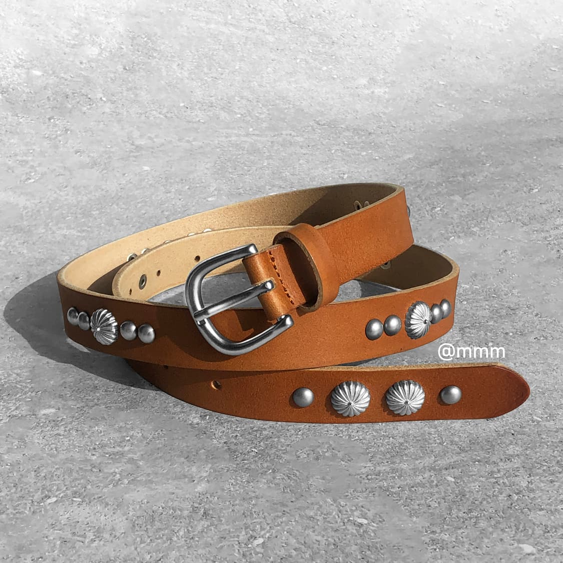 [Unisex] 찡 스터드 가죽 벨트 카멜 상품이미지6