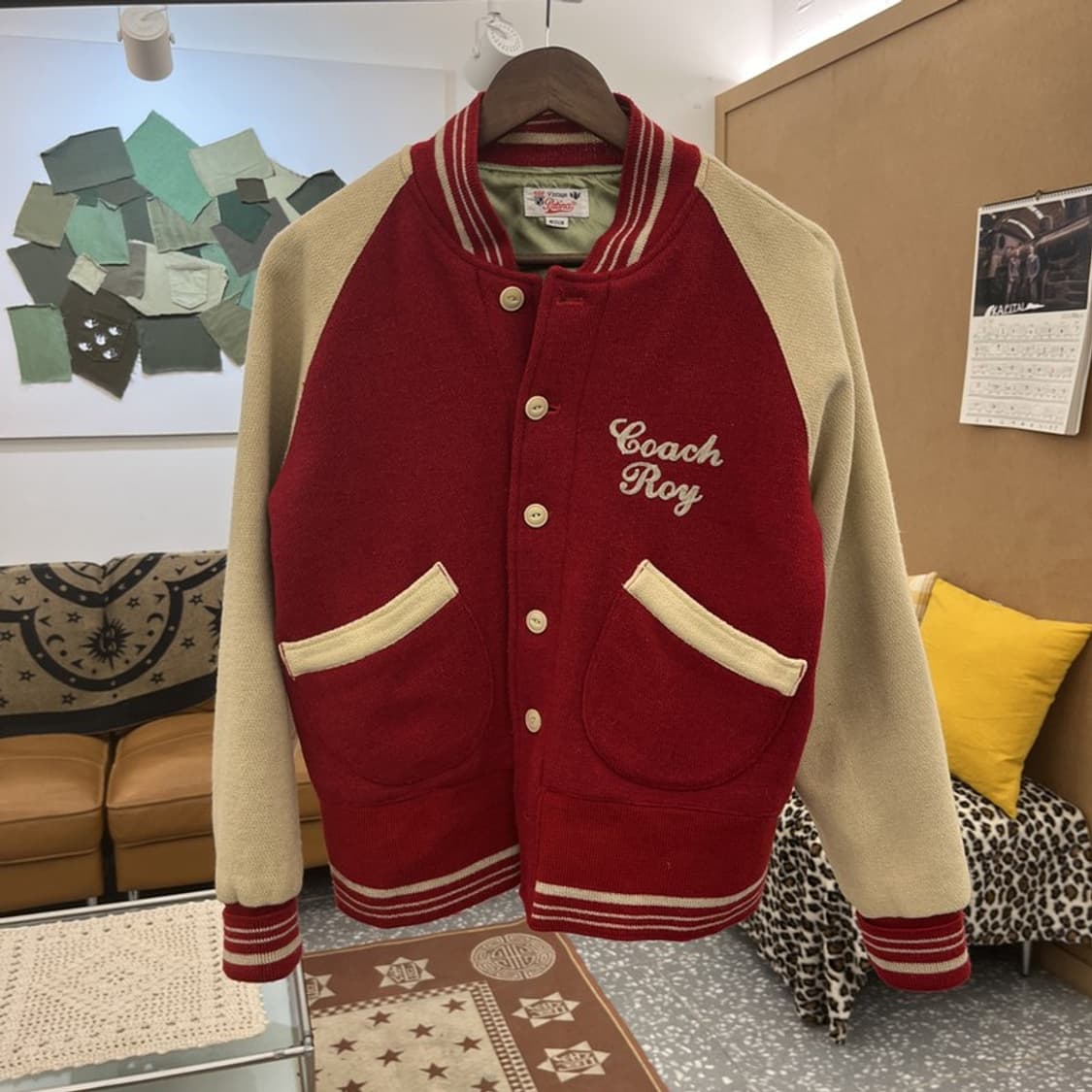 빈티지 레트로 하이틴 캐주얼 버건디 바시티 자켓 M C10018 상품이미지3