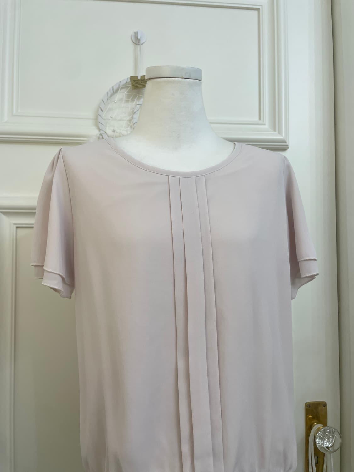 sheer pink pleats point basic blouse 상품이미지5