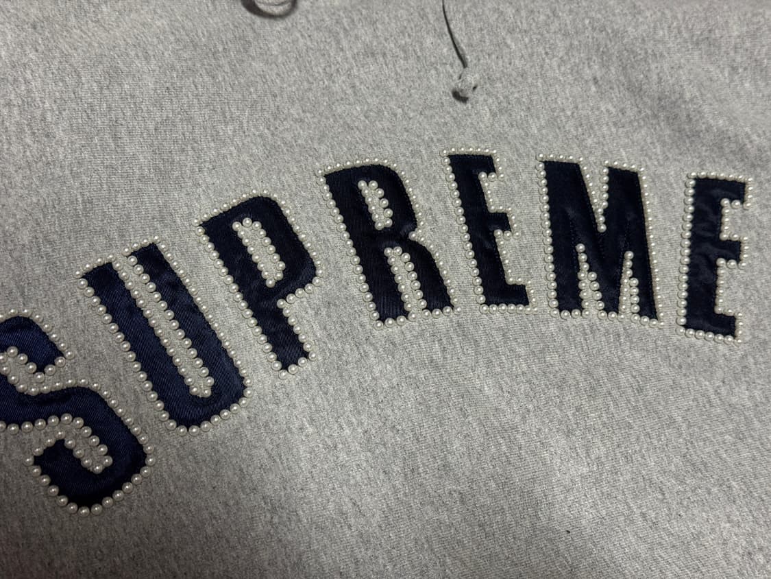 21FW 슈프림 펄 로고 후드 스웨트셔츠 그레이 XL 상품이미지2