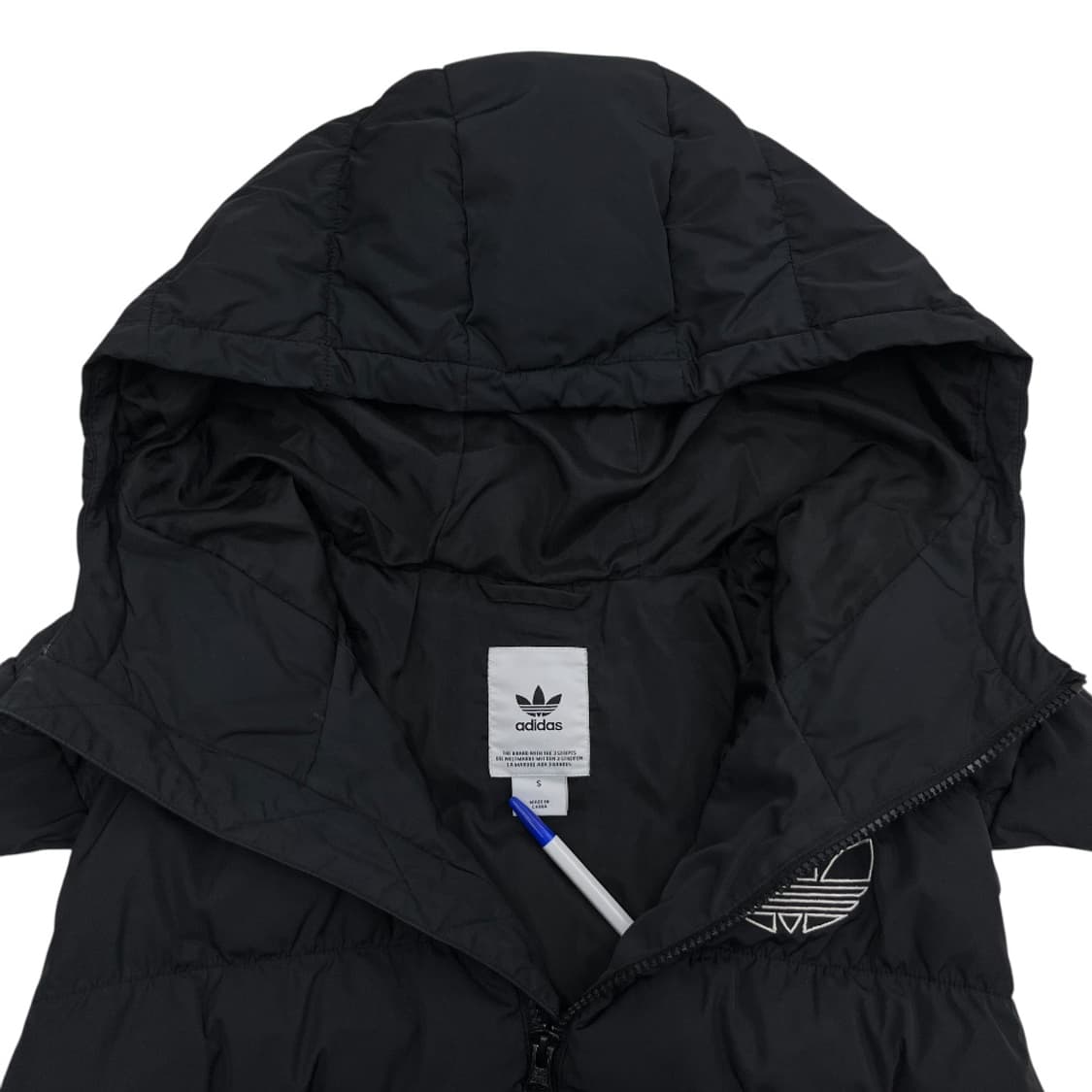 아디다스 자수로고 화이트배색 블랙 패딩 S 상품이미지8