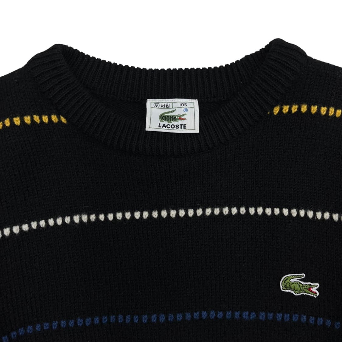 라코스테 로고 단가라 블랙 니트 105 상품이미지5