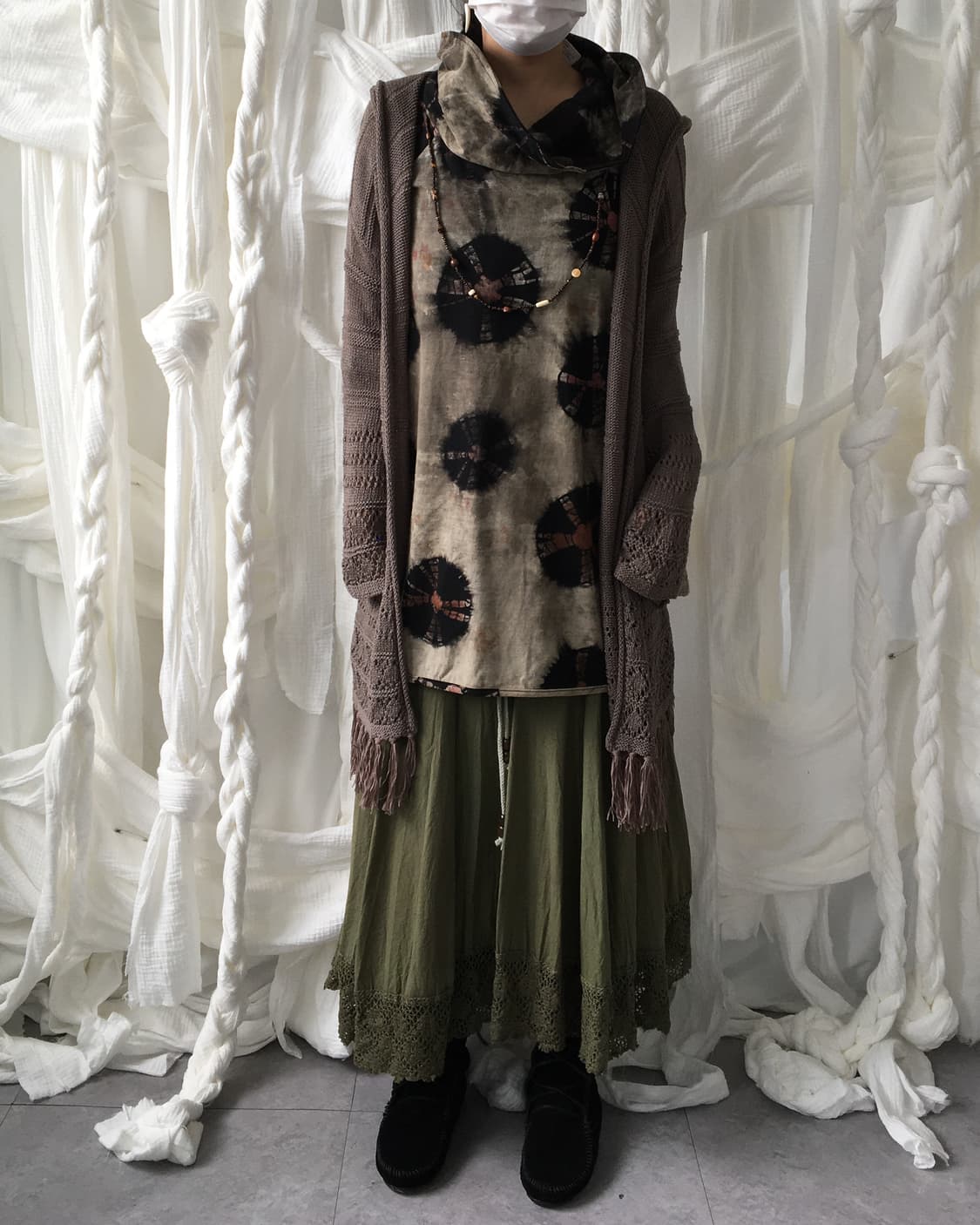 Fringe punching point knit hood open car 상품이미지8