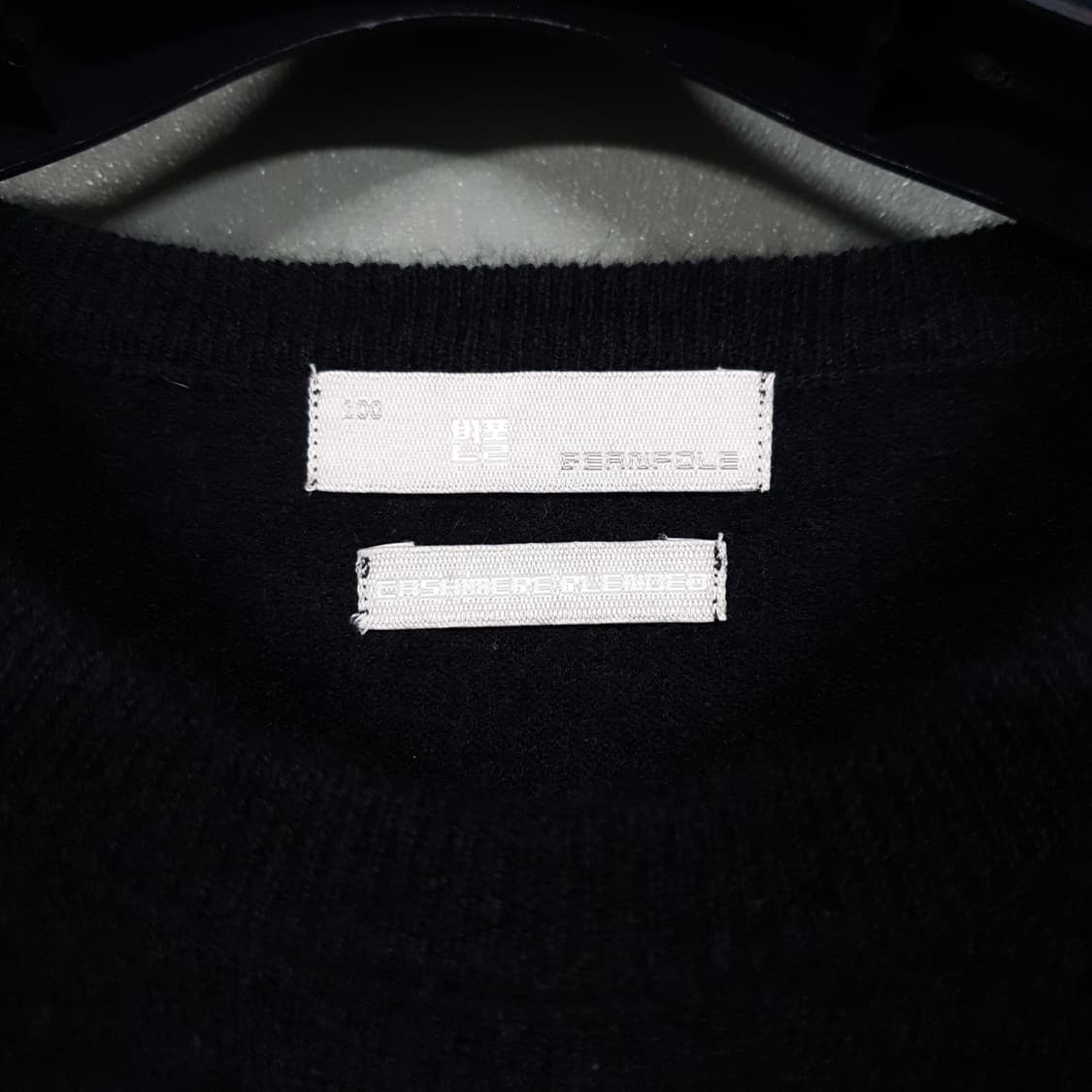 L (100) 빈폴 블랙 울 모 캐시미어 레더 패치 니트 스웨터 상품이미지3