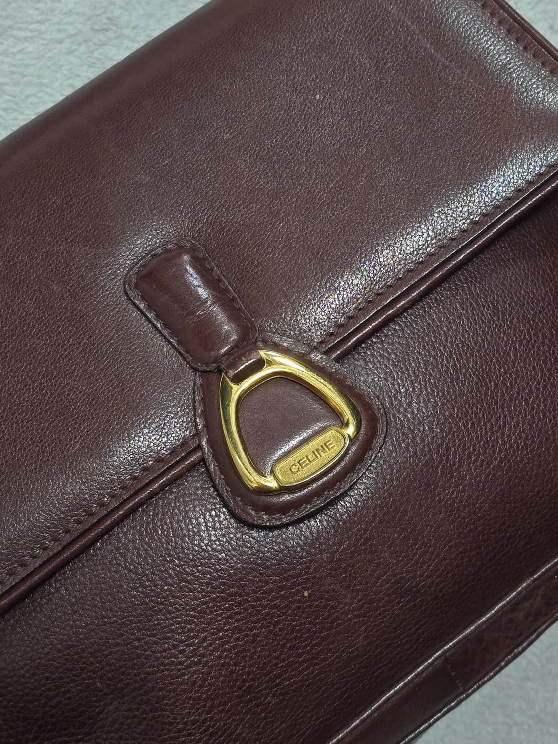 Celine 셀린느 브라운 레더 크로스백  상품이미지3