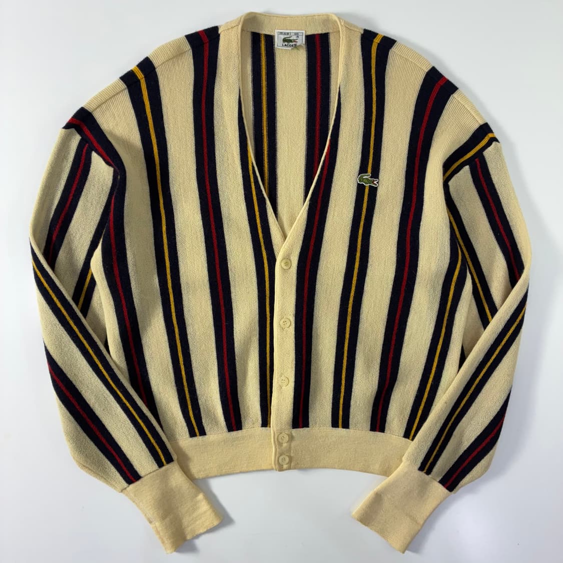 Lacoste 라코스테 90‘s 서광 퓨어울 스트라이프 업버튼 가디건 상품이미지1