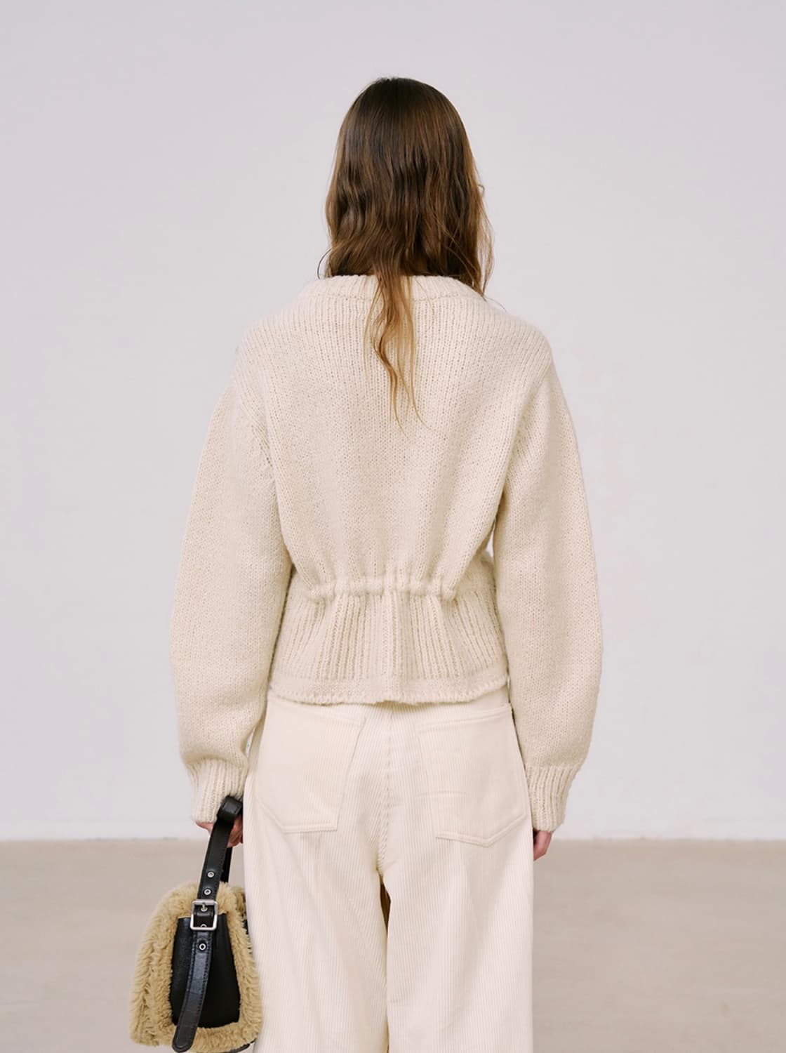 위메농 백스트링 알파카 가디건 아이보리 상품이미지2