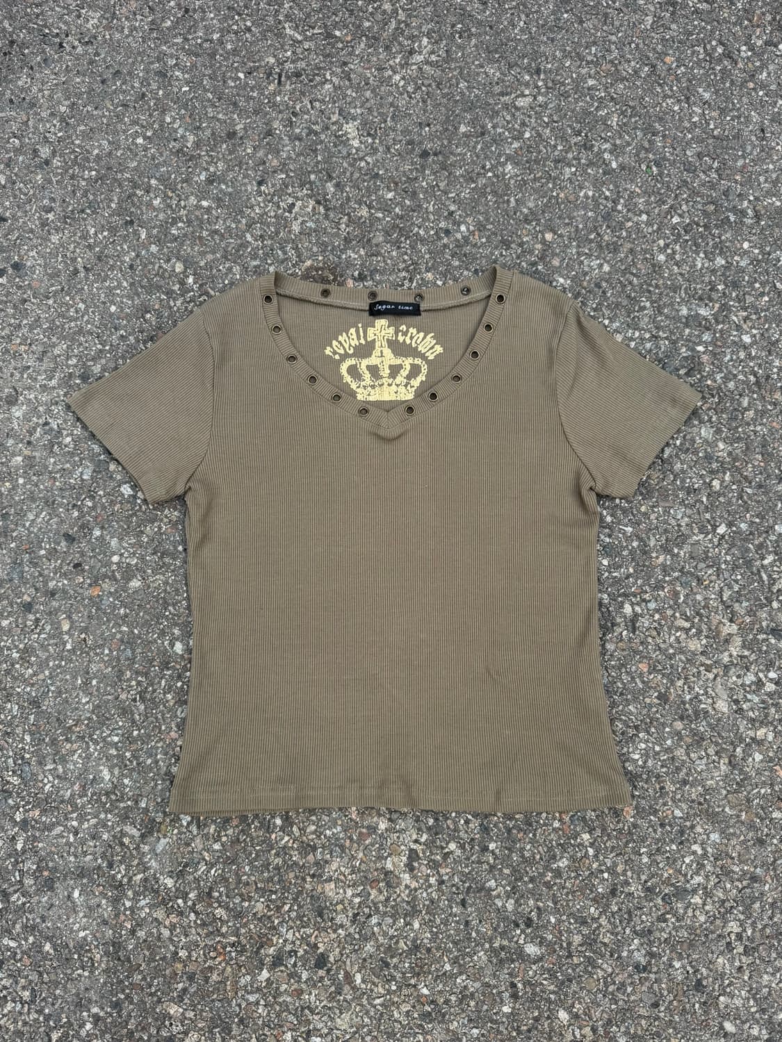 00’s y2k Eyelet V-Neck T-Shirt 상품이미지1