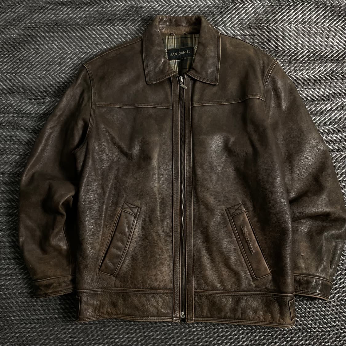 Jan daniel 워시드 카우 가죽 레더 자켓y 3894 상품이미지2
