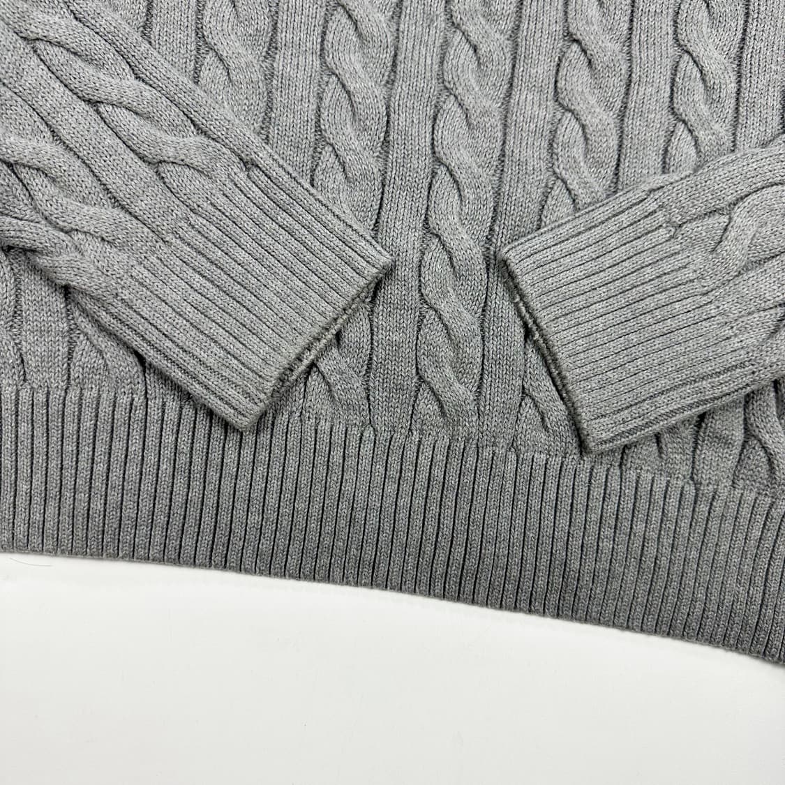 폴로 랄프로렌 클래식 반집업 케이블 니트 그레이 L 상품이미지4