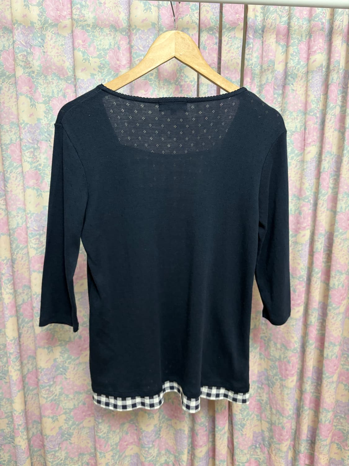 네이비 체크 레이어드 블라우스 상품이미지9