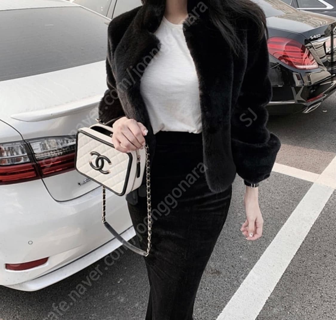 구즈 제작 페이크퍼 자켓 밍크 블랙 상품이미지2