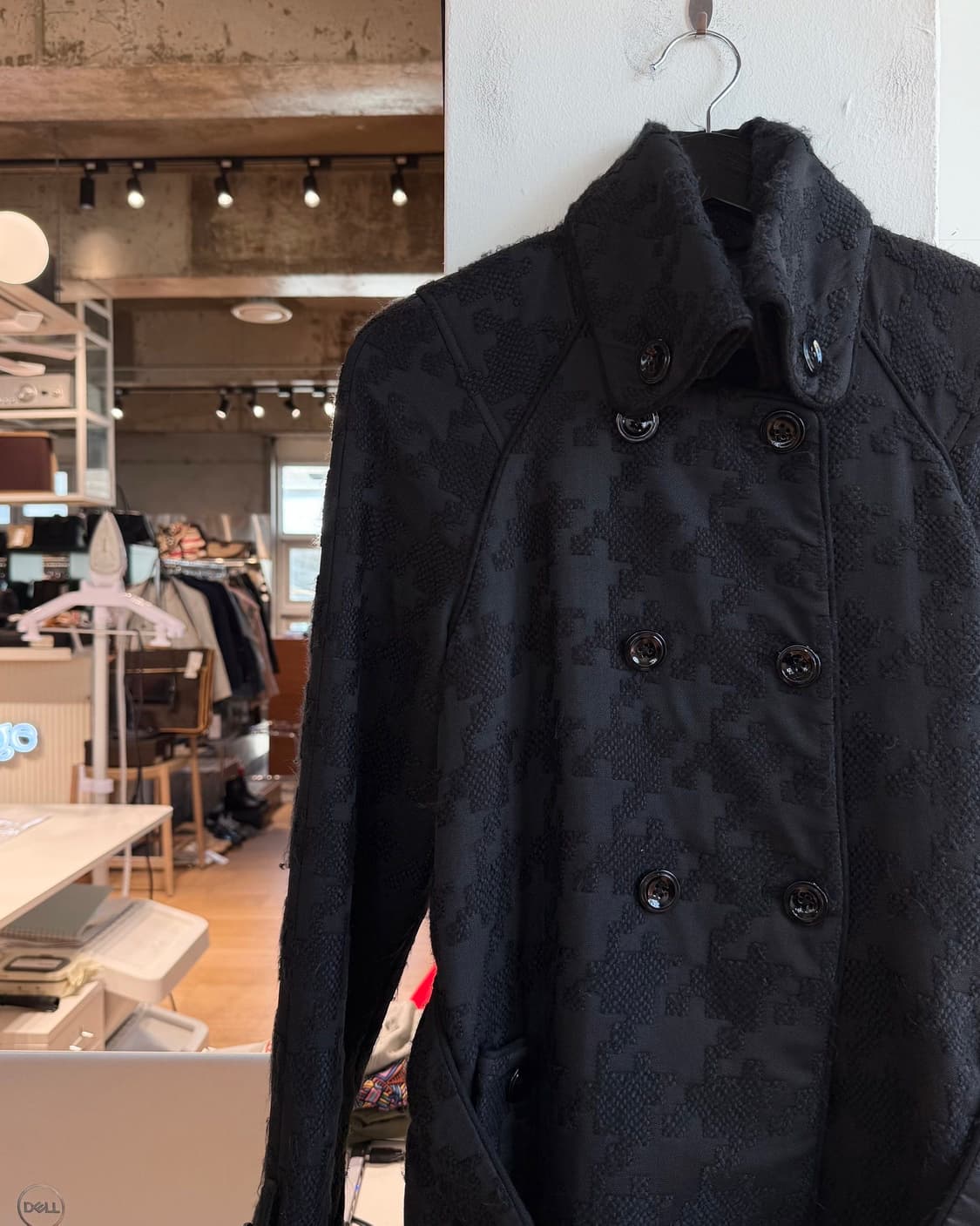 아르마니 익스체인지 블랙 자카드 벨티드 코트 상품이미지4