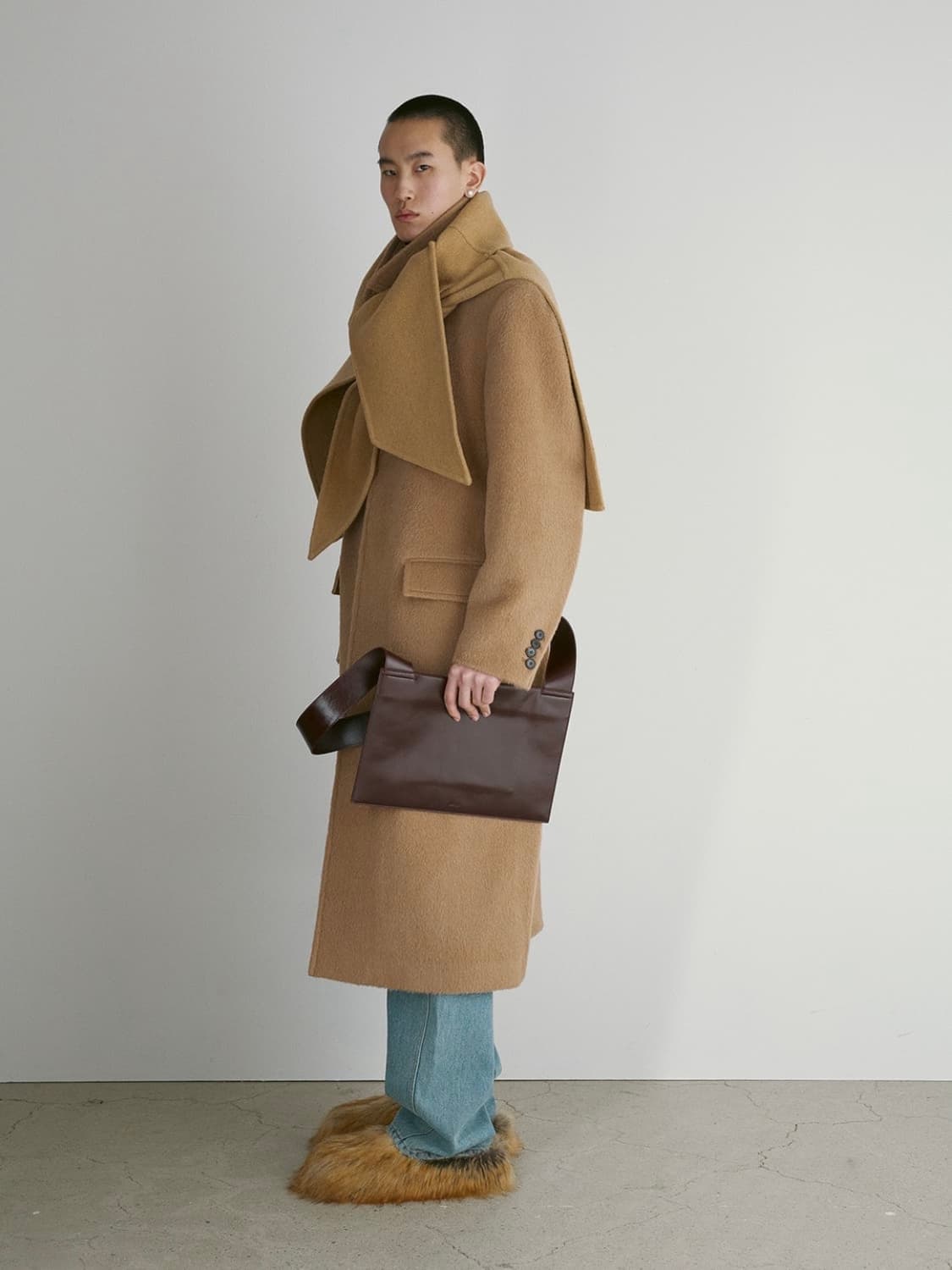 [L] 렉토 라마 울 블렌드 발마칸 코트 베이지 상품이미지7