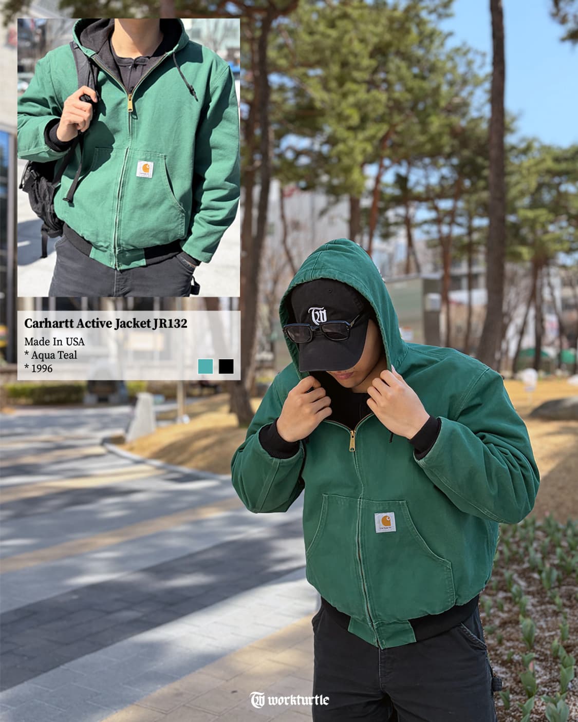 90s 칼하트 액티브 JR132 AQU M USA🇺🇸 상품이미지2